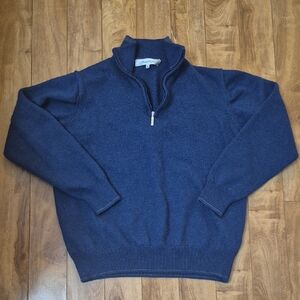 Harry Rosen Men’s Blue 100% Extrafine Merino Wool Quarter-Zip Sweater – Size  M